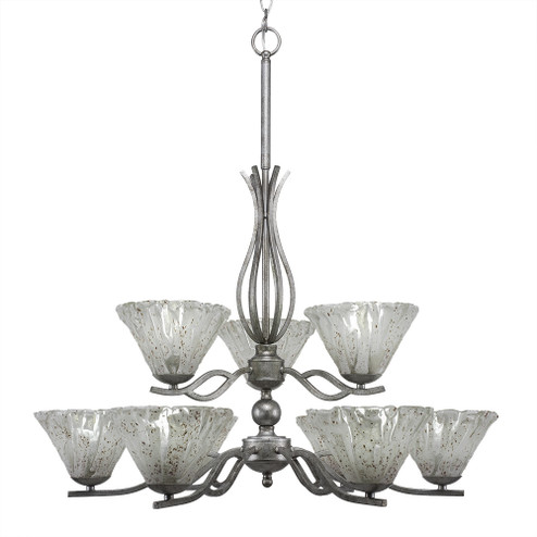 Revo Nine Light Chandelier in Aged Silver (200|249-AS-7195)