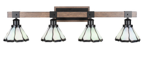 Tacoma Four Light Bathroom Lighting in Matte Black & Painted Distressed Wood-look (200|1844-MBDW-9125)