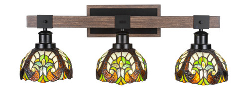 Tacoma Three Light Bathroom Lighting in Matte Black & Painted Distressed Wood-look (200|1843-MBDW-9945)