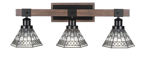 Tacoma Three Light Bathroom Lighting in Matte Black & Painted Distressed Wood-look (200|1843-MBDW-9105)