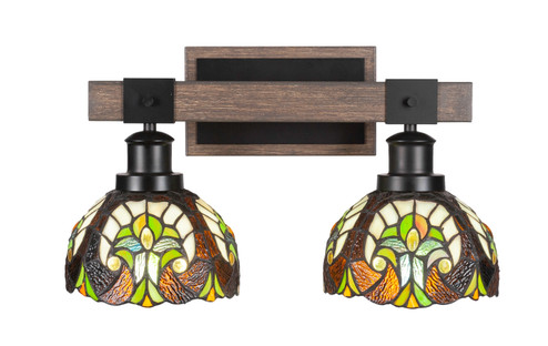 Tacoma Two Light Bathroom Lighting in Matte Black & Painted Distressed Wood-look (200|1842-MBDW-9945)