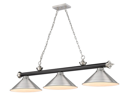 Cordon Three Light Billiard in Matte Black / Brushed Nickel (224|2306-3MB-BN-BN15)