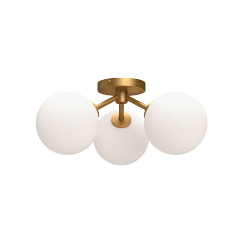 Cassia Three Light Semi-Flush Mount in Aged Gold/Opal Matte Glass (452|SF549315AGOP)