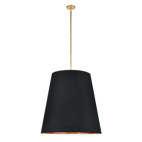 Calor Three Light Pendant in Black Linen With Gold Parchment/Vintage Brass (452|PD311030VBBG)
