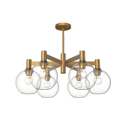 Castilla Six Light Chandelier in Aged Gold/Clear Glass (452|CH506230AGCL)