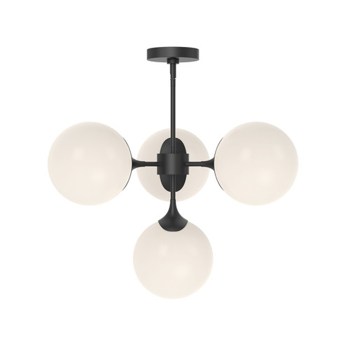 Nouveau Four Light Chandelier in Matte Black/Opal Matte Glass (452|CH505426MBOP)