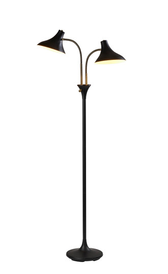 Ascot Two Light Floor Lamp in Black & Antique Brass (262|3372-01)