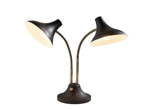 Ascot Two Light Desk Lamp in Black & Antique Brass (262|3371-01)