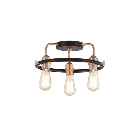 Volta Three Light Flush-Mount in Matte Black w/ Brass (102|NSH-4310-MBBR)