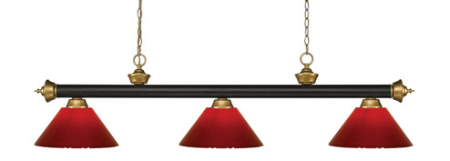 Riviera Three Light Billiard in Bronze + Satin Gold (224|200-3BRZ+SG-PRD)