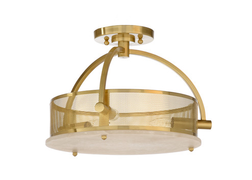 Wildwood (General) Three Light Ceiling Mount in Natural White/Antique Brass (460|67232)