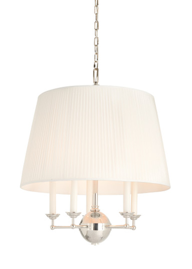 Matthew Frederick International Five Light Chandelier in Polished Nickel/Off White Silkette (460|65748)