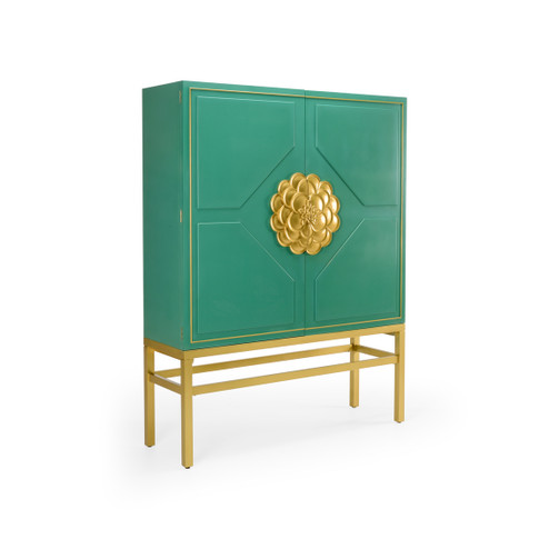 Shayla Copas Bar Cabinet in Teal Green/Metallic Satin Gold (460|385016)