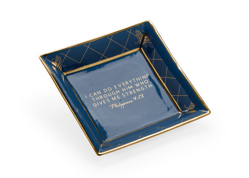 Shayla Copas Verse Plate in Blue Glaze/Metallic Gold (460|384930)