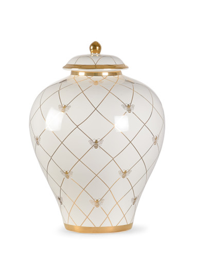 Shayla Copas Jar in White Glaze/Metallic Gold (460|384923)