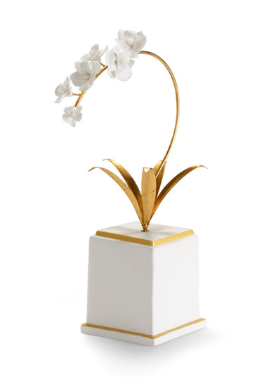 Bradshaw Orrell Square Flower Accent in Matte White/Antique Gold Leaf (460|382892)