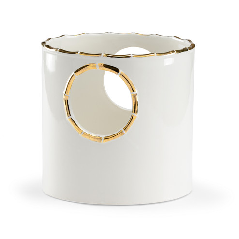 Bradshaw Orrell Cachepot in White Glaze/Old Gold (460|382708)