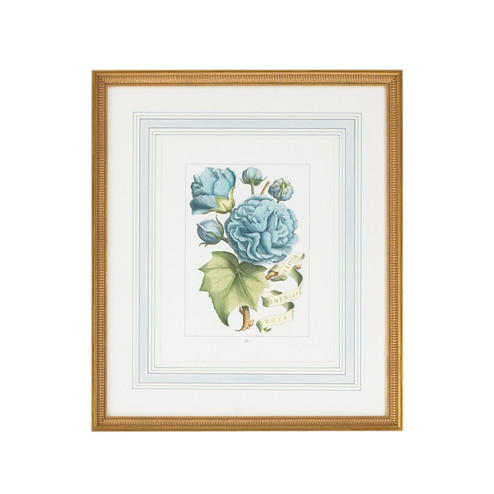 Chelsea House (General) Bl Floral W/Ribbon-B in Gold Frame With French Mat (460|380167)