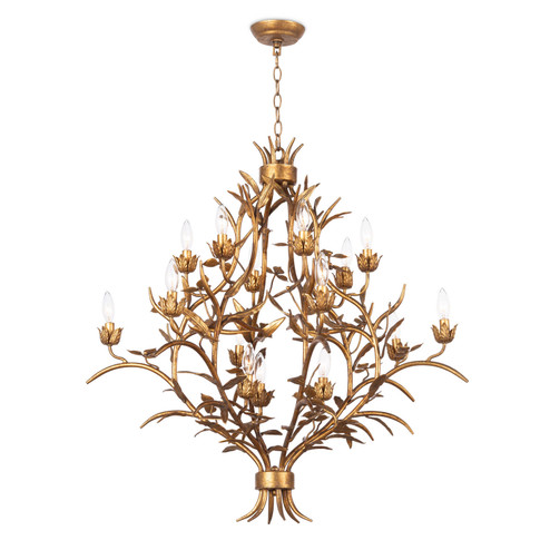 Trillium 15 Light Chandelier in Antique Gold Leaf (400|16-1194)