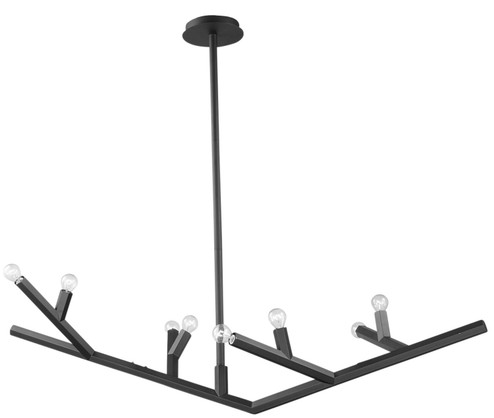 The Oaks Eight Light Linear Chandelier in Black (192|HF8888-BLK)
