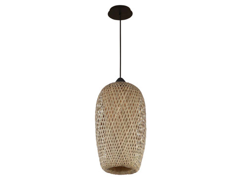 Tulum One Light Pendant in Bamboo Wicker And Black (192|HF1002-BW)
