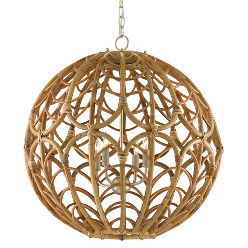 Cape Verde Orb Chandelier Four Light Chandelier in Silver Leaf/Smokewood/Natural (142|9000-0802)