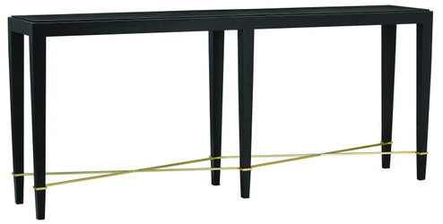 Verona Console Table in Black Lacquered Linen/Champagne (142|3000-0097)