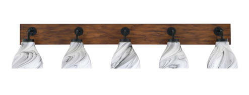 Oxbridge Five Light Bathroom Lighting in Matte Black & Painted Wood-look (200|1775-MBWG-4769)