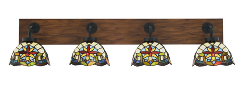 Oxbridge Four Light Bathroom Lighting in Matte Black & Painted Wood-look (200|1774-MBWG-9365)