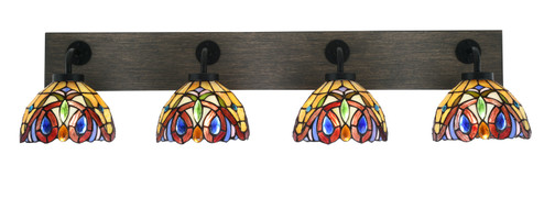 Oxbridge Four Light Bathroom Lighting in Matte Black & Painted Distressed Wood-look (200|1774-MBDW-9445)