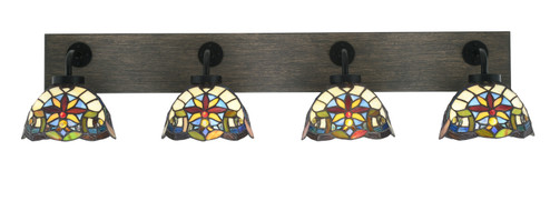 Oxbridge Four Light Bathroom Lighting in Matte Black & Painted Distressed Wood-look (200|1774-MBDW-9365)