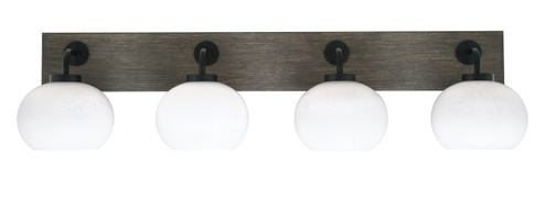 Oxbridge Four Light Bathroom Lighting in Matte Black & Painted Distressed Wood-look (200|1774-MBDW-212)