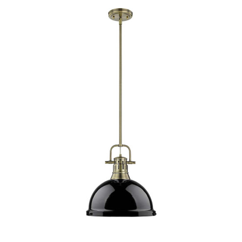 Duncan One Light Pendant in Aged Brass (62|3604-L AB-BK)
