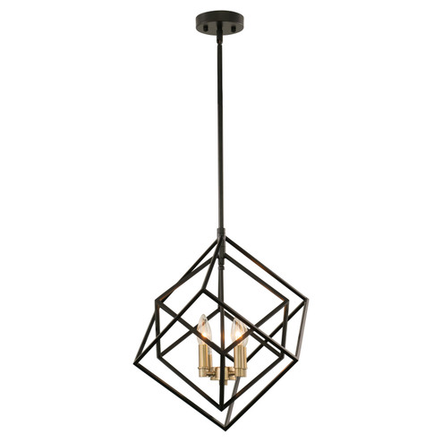 Rad Four Light Pendant in Black and Natural Brass (63|P0372)