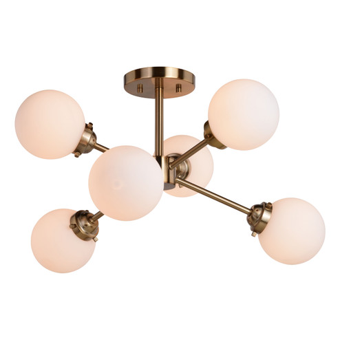 Orbit Six Light Semi-Flush Mount in Muted Brass (63|C0267)