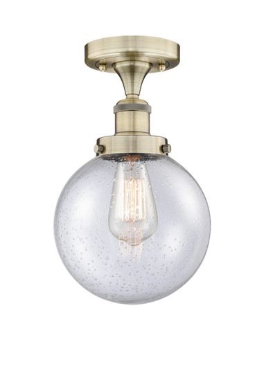 Edison One Light Semi-Flush Mount in Antique Brass (405|616-1F-AB-G204-8)