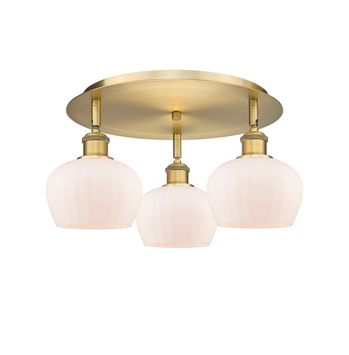 Downtown Urban Three Light Flush Mount in Brushed Brass (405|516-3C-BB-G91)