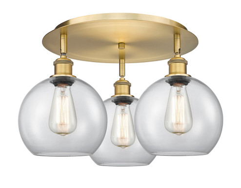 Ballston Three Light Flush Mount in Brushed Brass (405|516-3C-BB-G122-8)