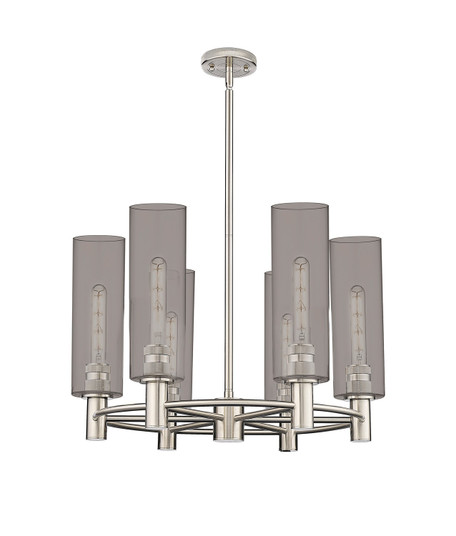 Downtown Urban LED Chandelier in Brushed Brass (405|434-6CR-BB-G434-12WH)
