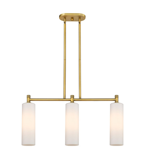 Downtown Urban LED Island Pendant in Brushed Brass (405|434-3I-BB-G434-12WH)