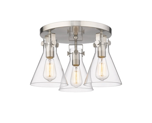 Downtown Urban Three Light Flush Mount in Satin Nickel (405|411-3F-SN-G411-7CL)