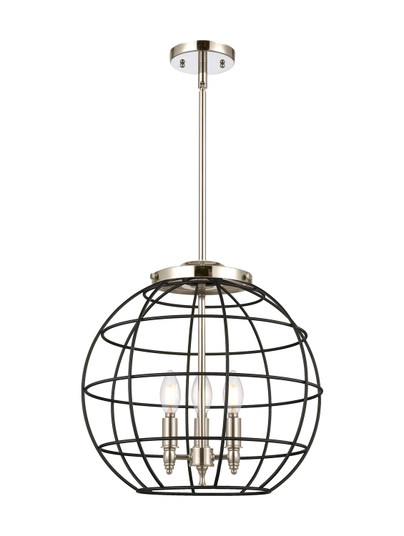 Essex Three Light Pendant in Polished Nickel (405|221-3S-PN-CE-16-BK)