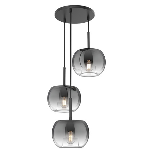 Samar Three Light Chandelier in Black/Smoked (347|CH57514-BK/SM)