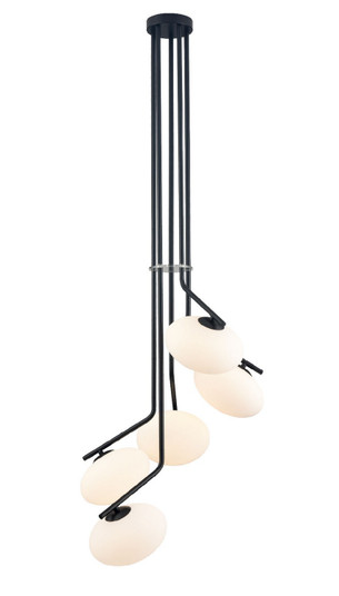 Valour Road Five Light Pendant in Ebony With Half Opal Glass (214|DVP49057EB-OP)