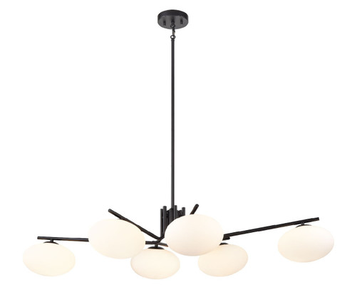 Valour Road Six Light Linear Pendant in Ebony With Half Opal Glass (214|DVP49002EB-OP)