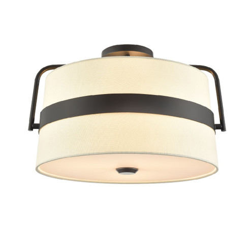 Bon Echo Three Light Semi-Flush Mount in Ebony With Satin White Shade (214|DVP48412EB-SW)