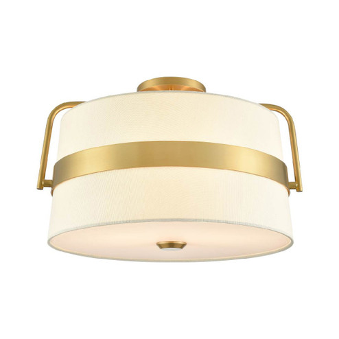 Bon Echo Three Light Semi-Flush Mount in Brass With Satin White Shade (214|DVP48412BR-SW)