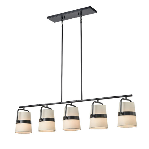 Bon Echo Five Light Linear Pendant in Ebony With Satin White Shade (214|DVP48404EB-SW)