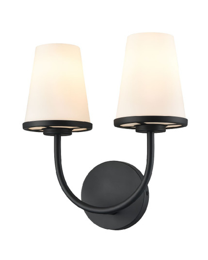 Kanata Two Light Wall Sconce in Ebony With Half Opal Glass (214|DVP48099EB-OP)