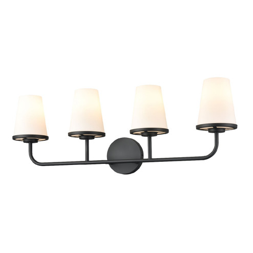 Kanata Four Light Vanity in Ebony With Half Opal Glass (214|DVP48044EB-OP)